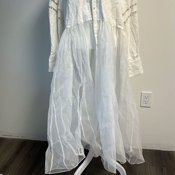 Free People Flower Bud Baby Maxi Top White L - Picture 5 of 9